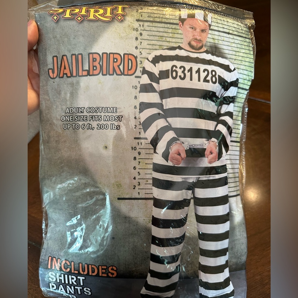 Jailbird Costume Black and White Stripes